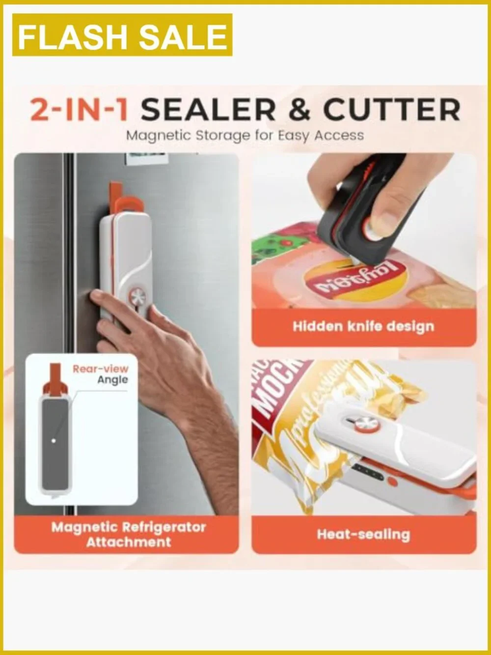 Mini Bag Sealer Rechargeable Portable Heat Sealing Machine Food Storage